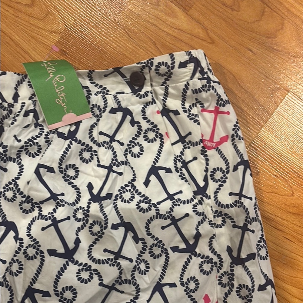 Lilly Pulitzer Navy and Pink Anchor Print Skirt - Picture 4 of 8